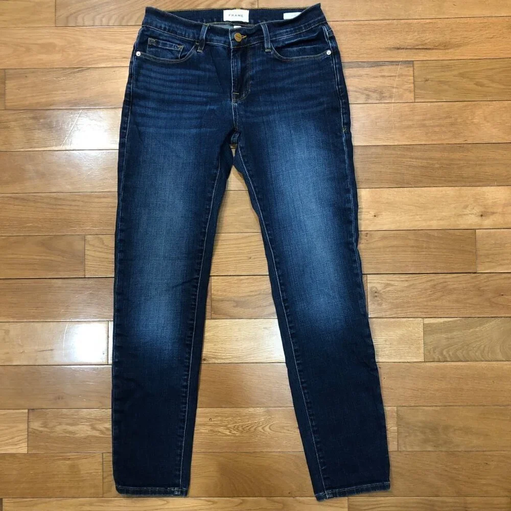 Frame Le Garcon Mid Rise Straight Leg Blue Jeans Size 25